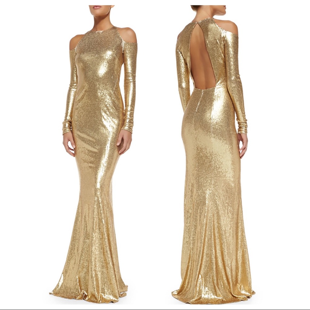 Donna Karan NY Cold Shoulder Sequin Gown